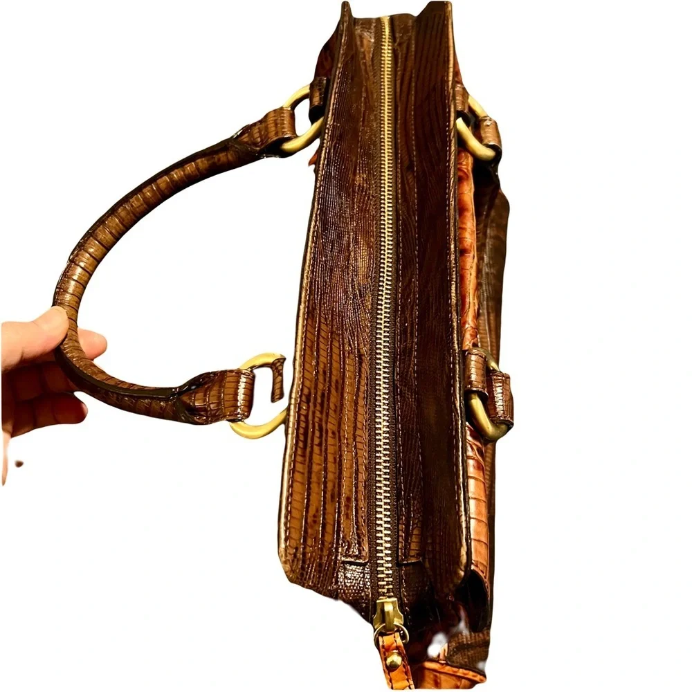 Brahmin Elegant Brown Crocodile-Embossed Handbag
